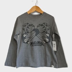 GAP Marvel Cotton Black Panther Wakanda Forever Long Sleeve Crewneck Tee